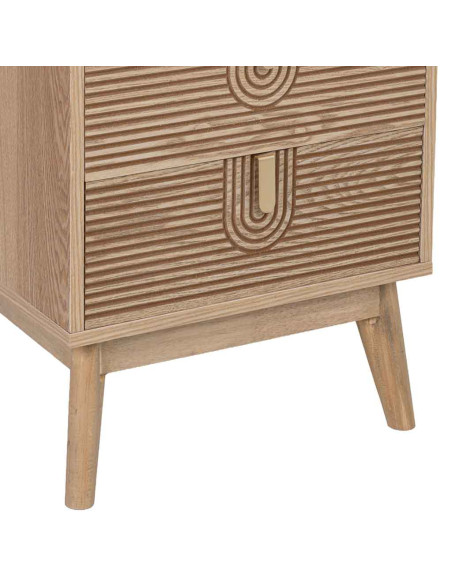 Chiffonnier 5 tiroirs cannelés bois naturel 45x36x100 cm Vireva  - 8
