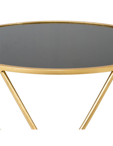 Table basse ronde en métal doré et verre fumé 60x45 cm Belora  - 3