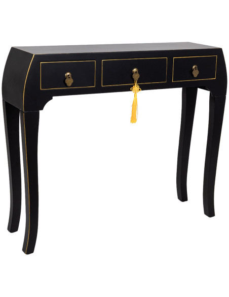 Console d'entrée noire 3 tiroirs en MDF laqué 96x26x80 cm Virenaya  - 1
