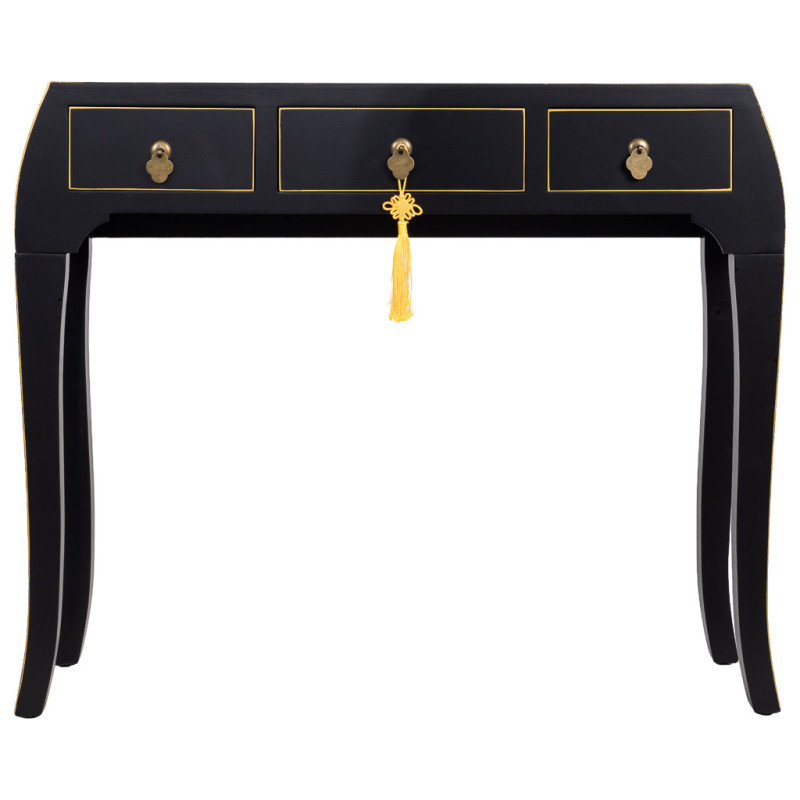 Console d'entrée noire 3 tiroirs en MDF laqué 96x26x80 cm Virenaya  - 2