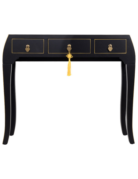 Console d'entrée noire 3 tiroirs en MDF laqué 96x26x80 cm Virenaya  - 2