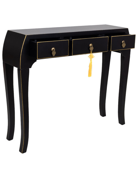 Console d'entrée noire 3 tiroirs en MDF laqué 96x26x80 cm Virenaya  - 4