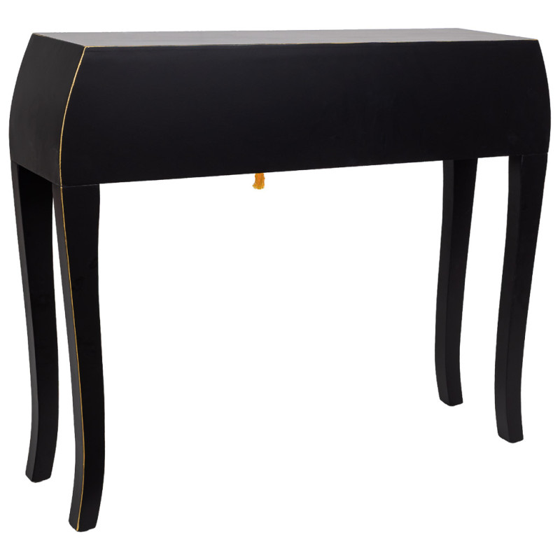 Console d'entrée noire 3 tiroirs en MDF laqué 96x26x80 cm Virenaya  - 3