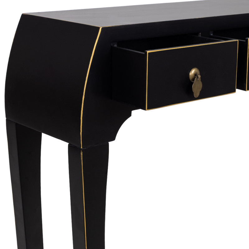 Console d'entrée noire 3 tiroirs en MDF laqué 96x26x80 cm Virenaya  - 5