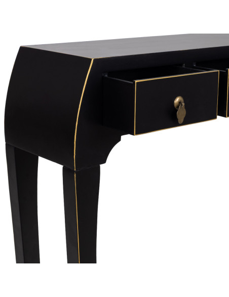 Console d'entrée noire 3 tiroirs en MDF laqué 96x26x80 cm Virenaya  - 5