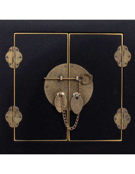 Console d'entrée noire 8 tiroirs et 2 portes en MDF laqué 98x26x80 cm Virenaya  - 6