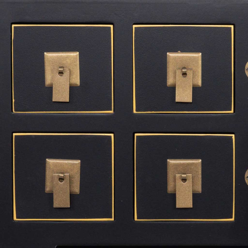 Console d'entrée noire 8 tiroirs et 2 portes en MDF laqué 98x26x80 cm Virenaya  - 7
