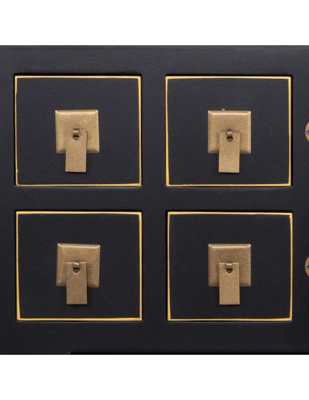 Console d'entrée noire 8 tiroirs et 2 portes en MDF laqué 98x26x80 cm Virenaya  - 7