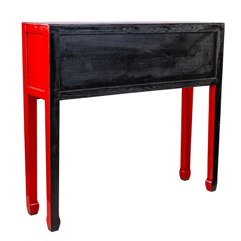 Console d'entrée rouge 4 tiroirs 2 portes en orme 93x25x84 cm Pavenela  - 4