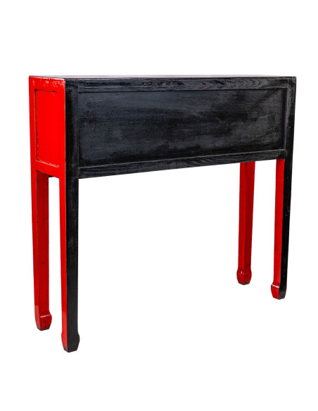 Console d'entrée rouge 4 tiroirs 2 portes en orme 93x25x84 cm Pavenela  - 4