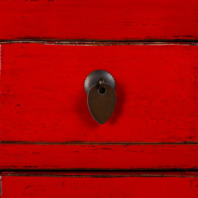 Console d'entrée rouge 4 tiroirs 2 portes en orme 93x25x84 cm Pavenela  - 6
