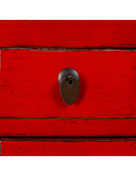 Console d'entrée rouge 4 tiroirs 2 portes en orme 93x25x84 cm Pavenela  - 6