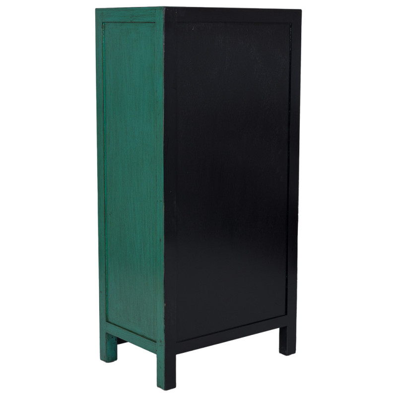 Armoire chinoise verte en bois peint 2 portes 62x40x128 cm Varelaya  - 4