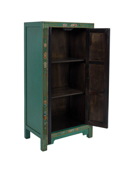 Armoire chinoise verte en bois peint 2 portes 62x40x128 cm Varelaya  - 3