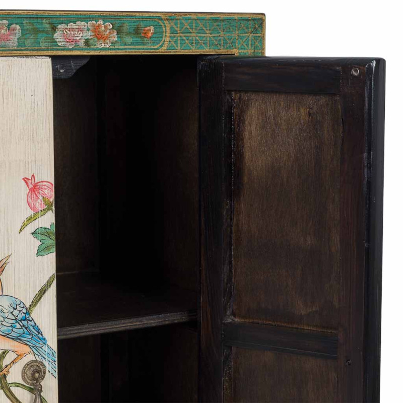 Armoire chinoise verte en bois peint 2 portes 62x40x128 cm Varelaya  - 5