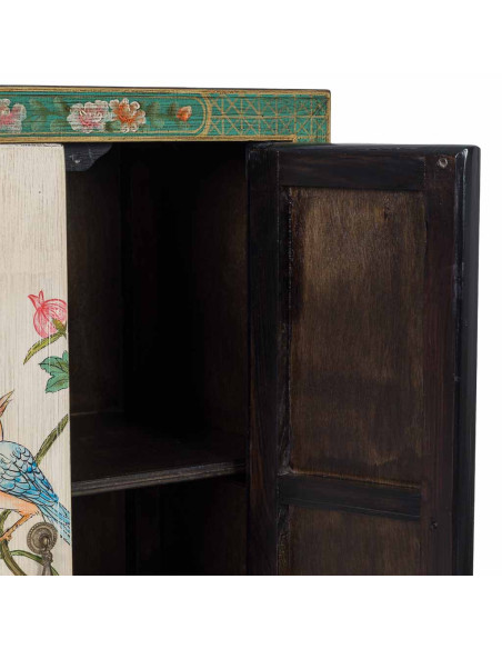 Armoire chinoise verte en bois peint 2 portes 62x40x128 cm Varelaya  - 5