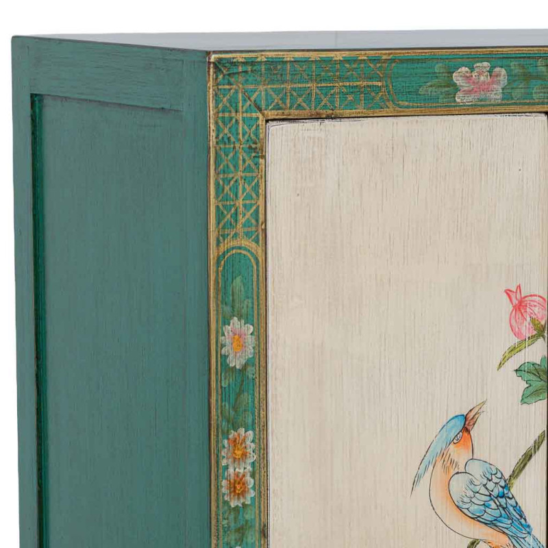 Armoire chinoise verte en bois peint 2 portes 62x40x128 cm Varelaya  - 7
