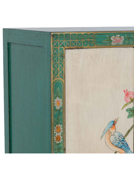 Armoire chinoise verte en bois peint 2 portes 62x40x128 cm Varelaya  - 7