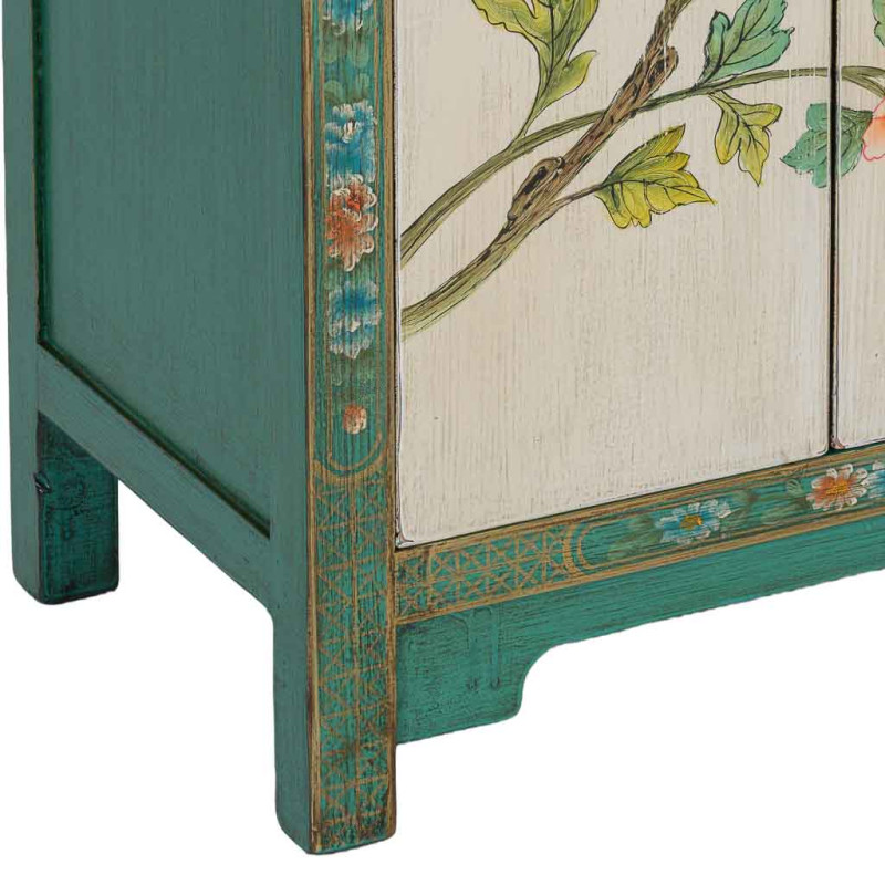 Armoire chinoise verte en bois peint 2 portes 62x40x128 cm Varelaya  - 8