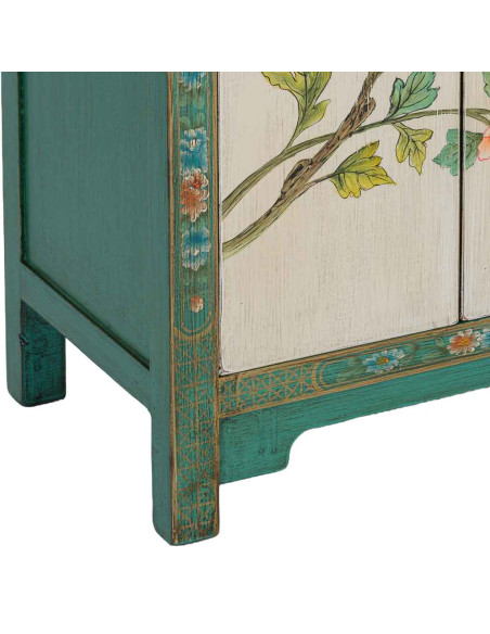 Armoire chinoise verte en bois peint 2 portes 62x40x128 cm Varelaya  - 8