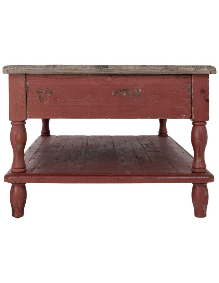 Table basse bois rouge patiné 4 tiroirs 120 cm Ceraluna  - 8