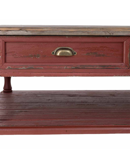 Table basse bois rouge patiné 4 tiroirs 120 cm Ceraluna  - 9