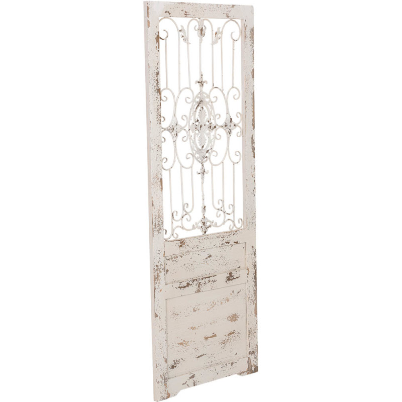 Porte décorative blanche en bois et fer forgé 68x178 cm Esmarina  - 1