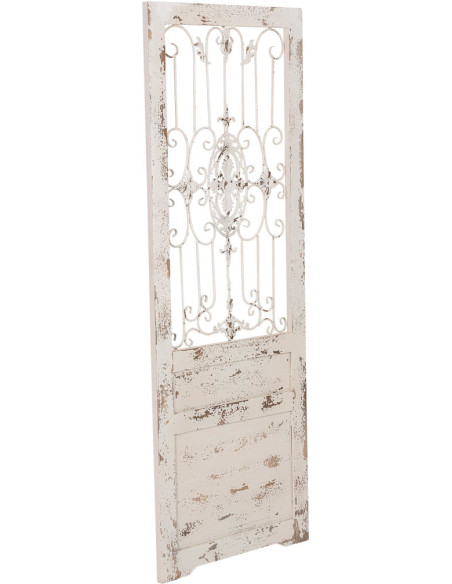 Porte décorative blanche en bois et fer forgé 68x178 cm Esmarina  - 1