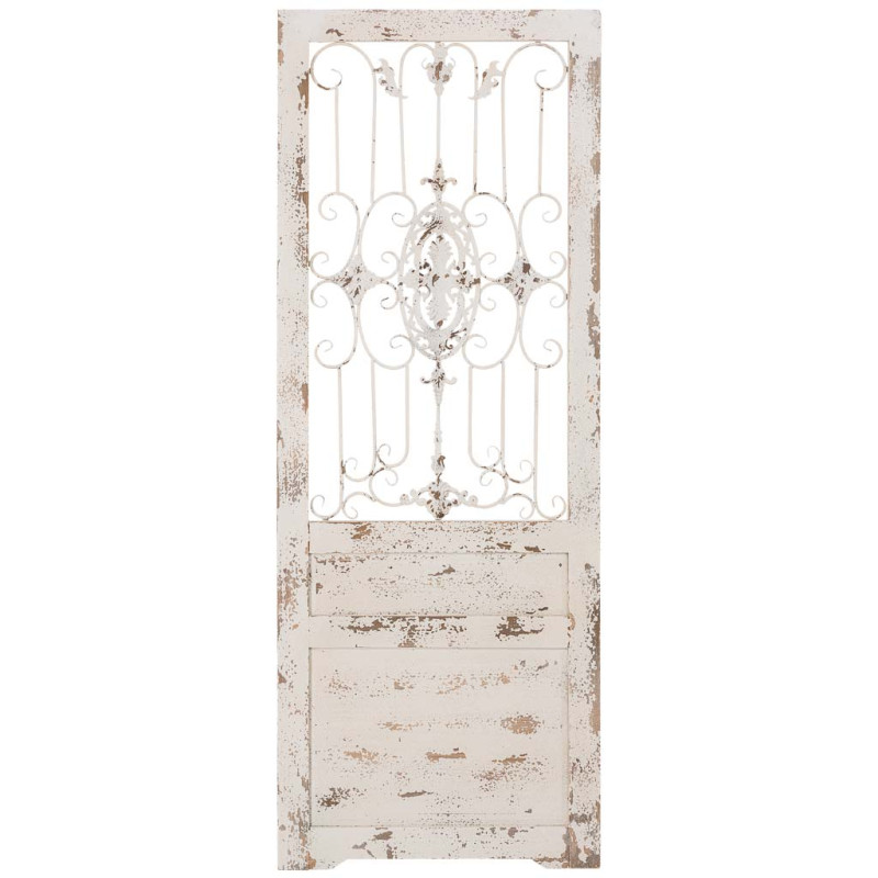 Porte décorative blanche en bois et fer forgé 68x178 cm Esmarina  - 2