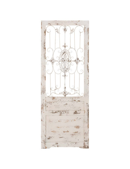 Porte décorative blanche en bois et fer forgé 68x178 cm Esmarina  - 2