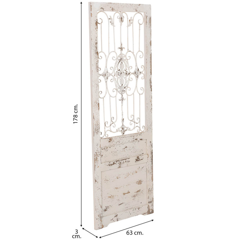 Porte décorative blanche en bois et fer forgé 68x178 cm Esmarina  - 10
