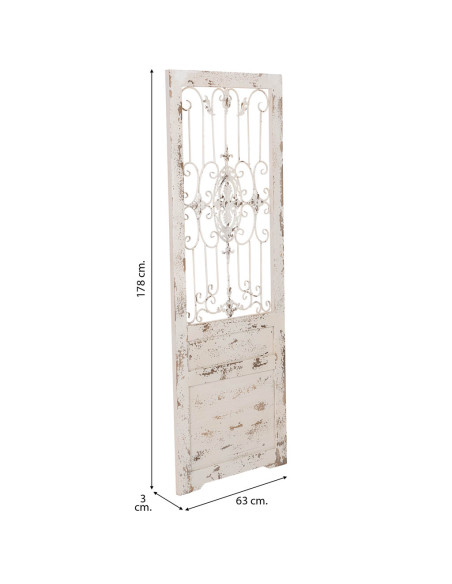 Porte décorative blanche en bois et fer forgé 68x178 cm Esmarina  - 10