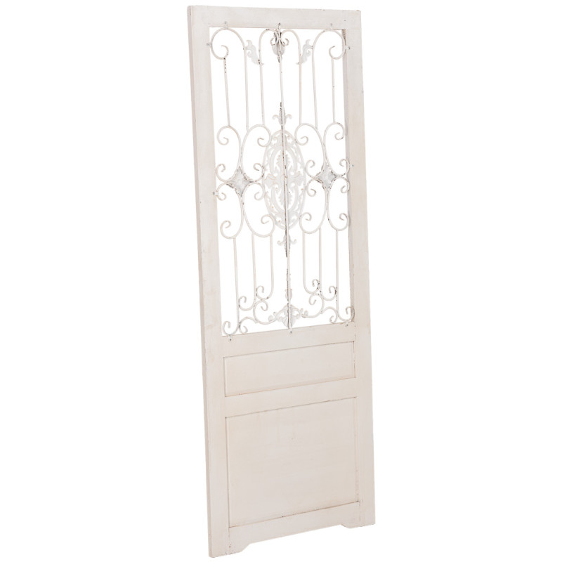 Porte décorative blanche en bois et fer forgé 68x178 cm Esmarina  - 3
