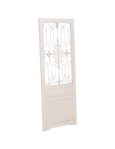 Porte décorative blanche en bois et fer forgé 68x178 cm Esmarina  - 3