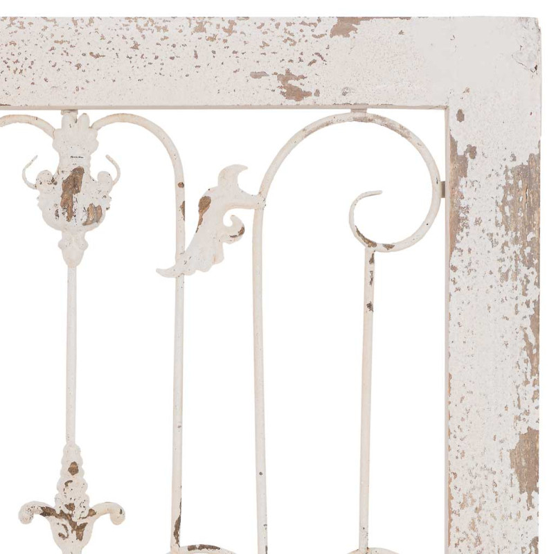 Porte décorative blanche en bois et fer forgé 68x178 cm Esmarina  - 6