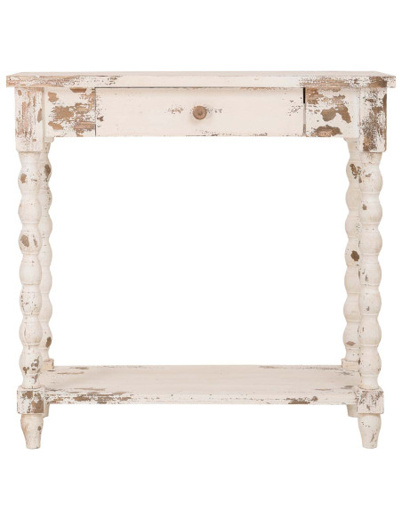 Console d'entrée en bois blanc vieilli 1 tiroir 80x40x80 cm Esmarina  - 2