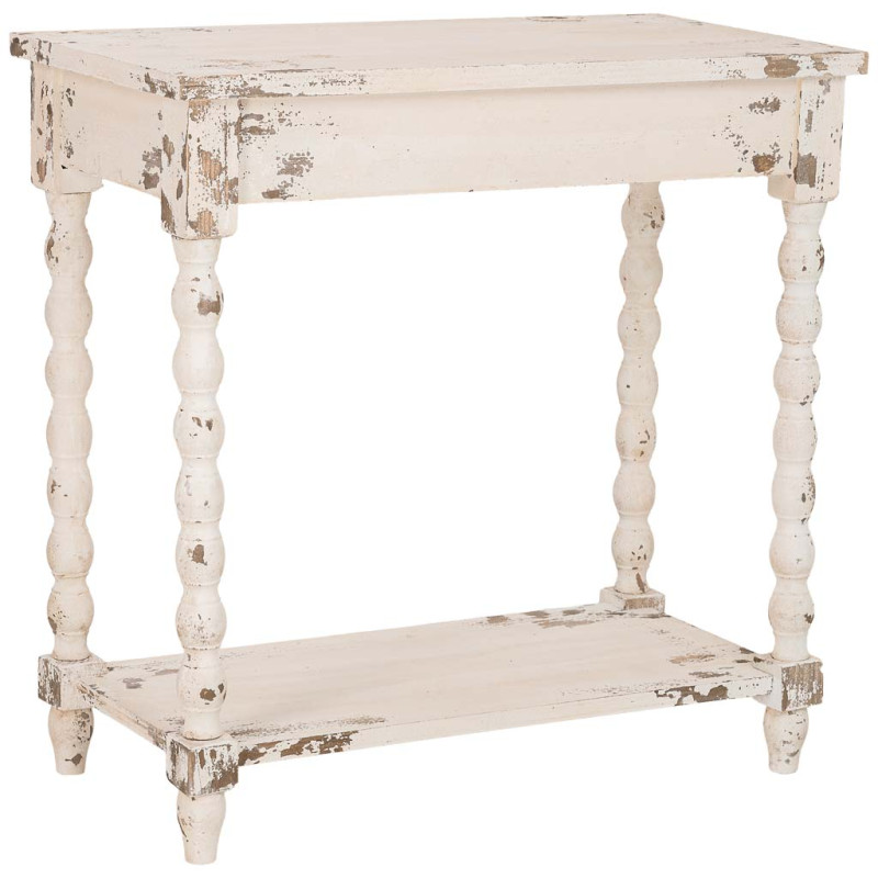Console d'entrée en bois blanc vieilli 1 tiroir 80x40x80 cm Esmarina  - 3
