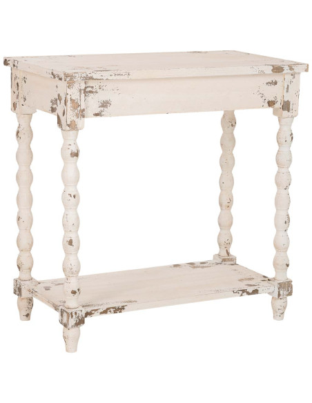 Console d'entrée en bois blanc vieilli 1 tiroir 80x40x80 cm Esmarina  - 3