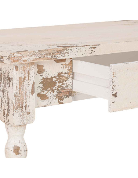 Console d'entrée en bois blanc vieilli 1 tiroir 80x40x80 cm Esmarina  - 5
