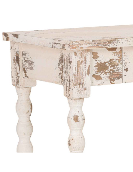 Console d'entrée en bois blanc vieilli 1 tiroir 80x40x80 cm Esmarina  - 6