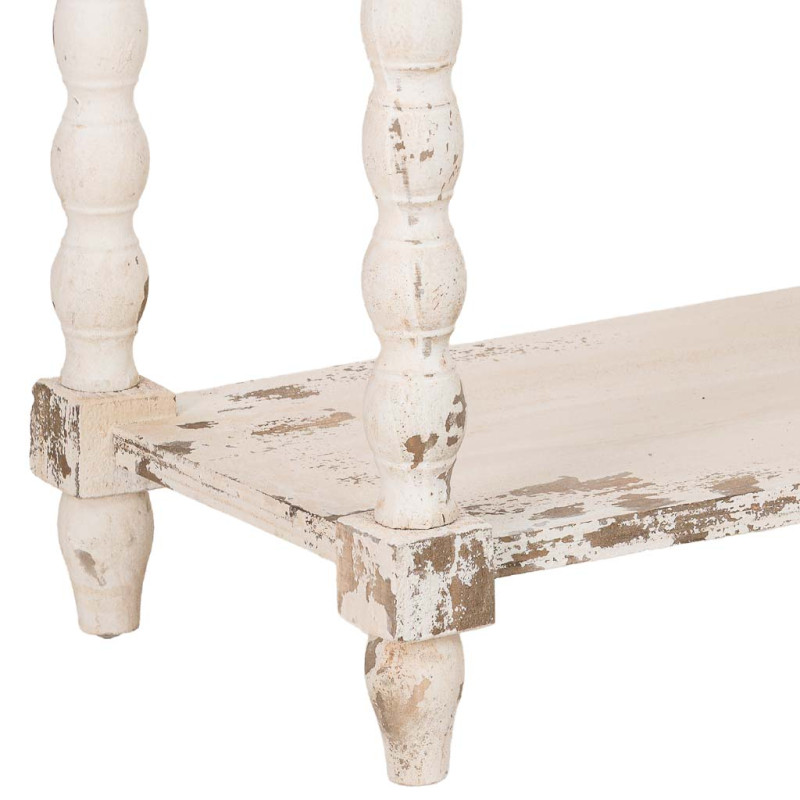 Console d'entrée en bois blanc vieilli 1 tiroir 80x40x80 cm Esmarina  - 7