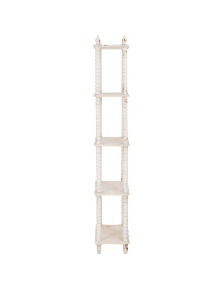 Bibliothèque étroite blanche patinée 5 niveaux en bois 60x30x180 cm Esmarina  - 5