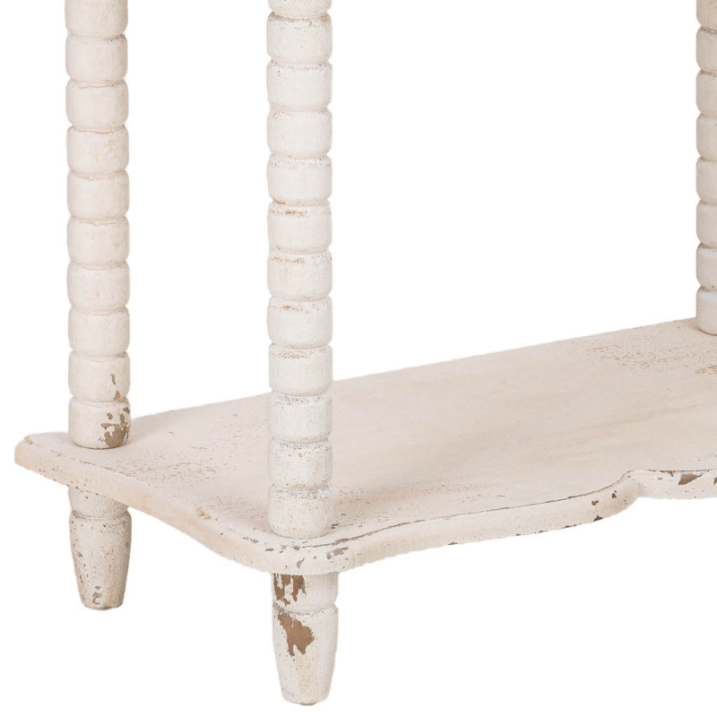 Bibliothèque étroite blanche patinée 5 niveaux en bois 60x30x180 cm Esmarina  - 7