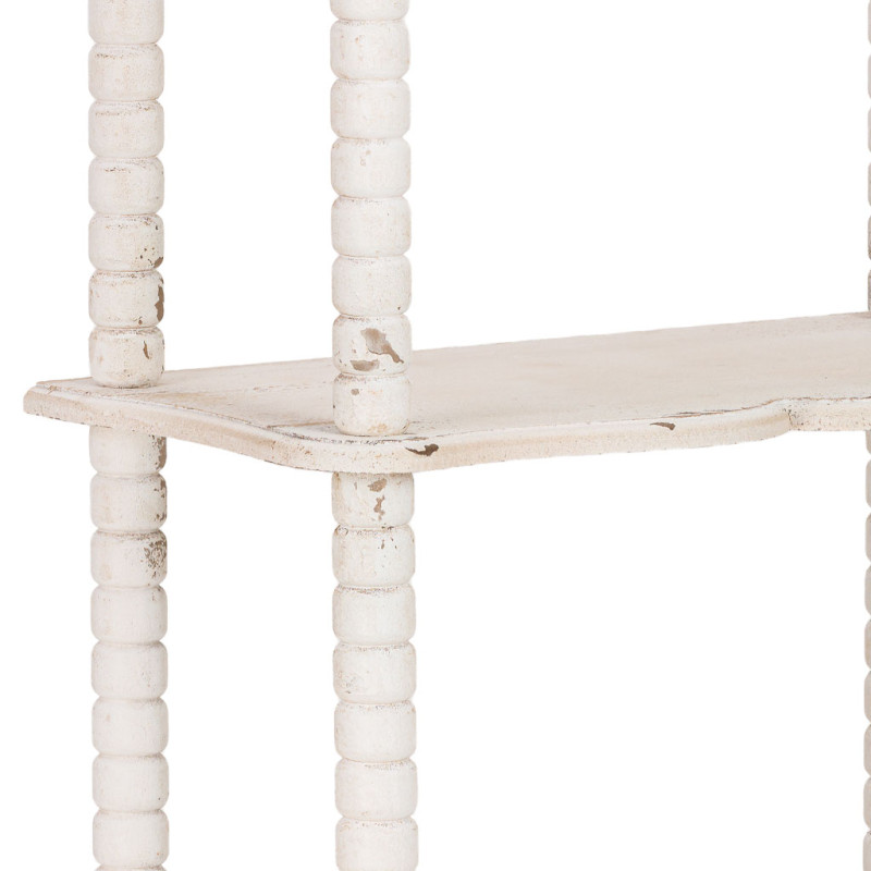 Bibliothèque étroite blanche patinée 5 niveaux en bois 60x30x180 cm Esmarina  - 8