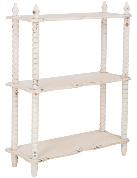 Étagère basse en bois blanc vieilli 3 niveaux Esmarina  - 1