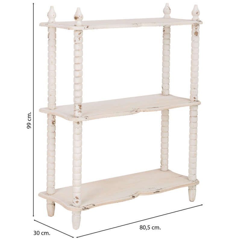 Étagère basse en bois blanc vieilli 3 niveaux Esmarina  - 3