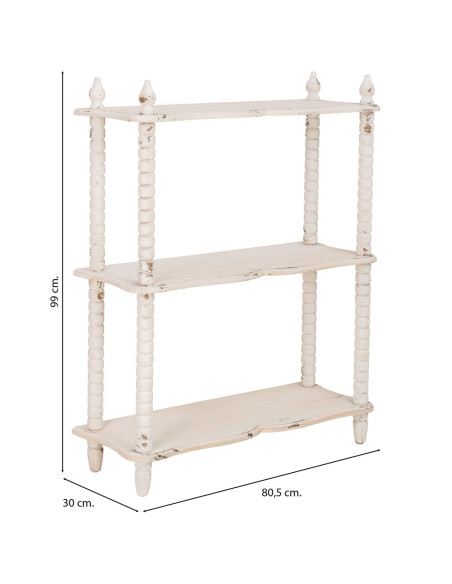 Étagère basse en bois blanc vieilli 3 niveaux Esmarina  - 3