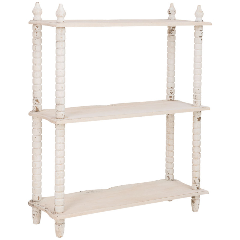 Étagère basse en bois blanc vieilli 3 niveaux Esmarina  - 4