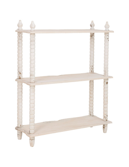 Étagère basse en bois blanc vieilli 3 niveaux Esmarina  - 4