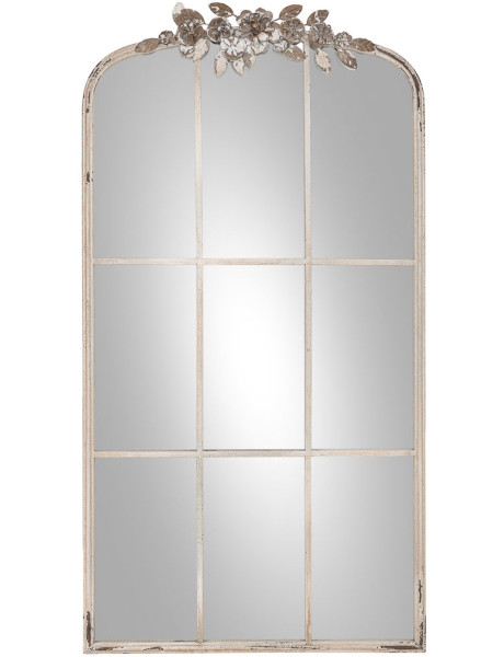 Miroir fenêtre arqué blanc patiné en MDF 61x114 cm Esmarina  - 1